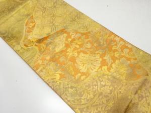 アンティーク　佐賀錦　唐花に七宝模様織り出し袋帯（材料）